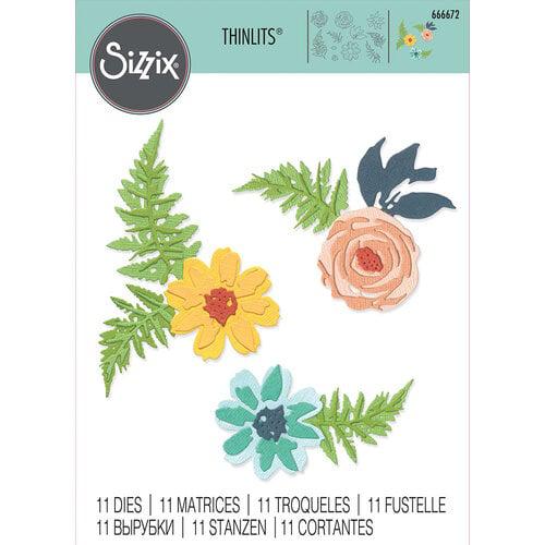 Sizzix - Thinlits Dies - Flowers &amp; Fern-ScrapbookPal