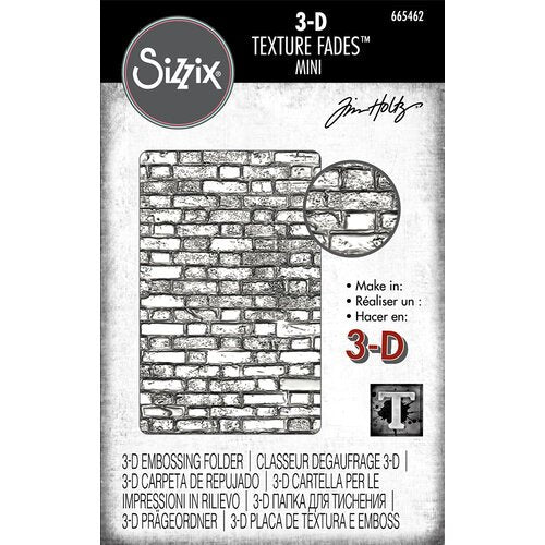 Sizzix - Tim Holtz - 3-D Texture Fades Embossing Folder - Mini Brickwork-ScrapbookPal