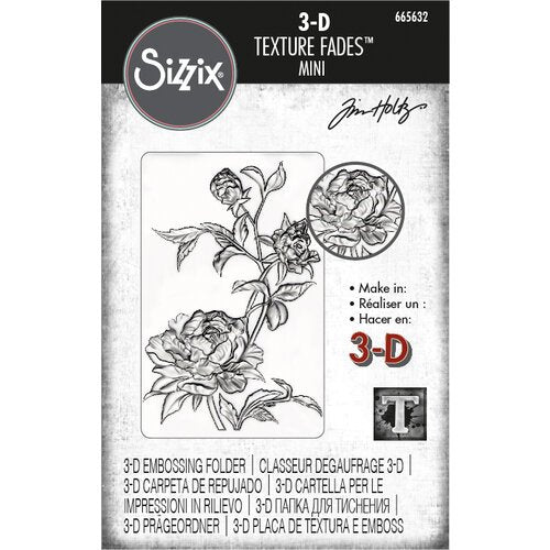 Sizzix - Tim Holtz - 3-D Textured Impressions Embossing Folder - Mini Roses-ScrapbookPal