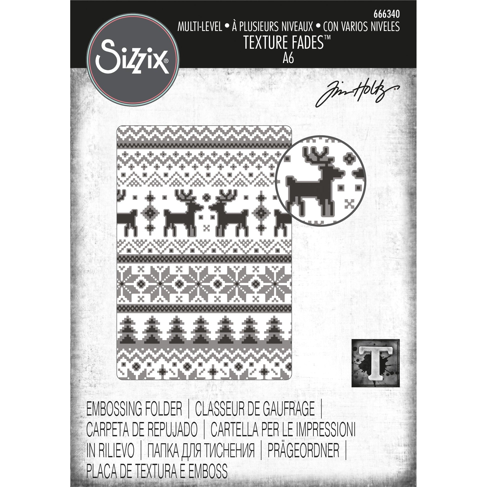 Sizzix - Tim Holtz - Multi-Level Texture Fades Embossing Folder - Holiday Knit-ScrapbookPal