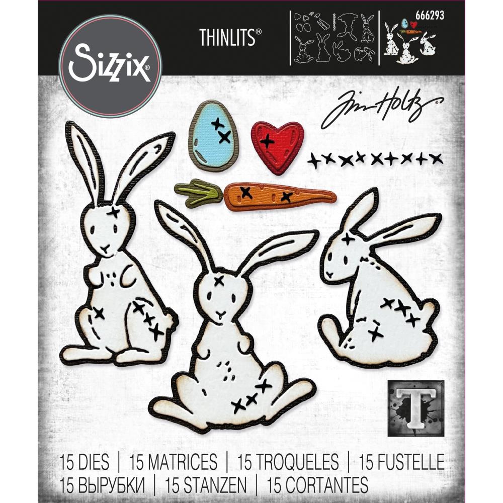 Sizzix - Tim Holtz - Thinlits Dies - Bunny Stitch-ScrapbookPal