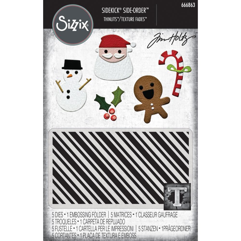 Sizzix - Tim Holtz - Thinlits Dies &amp; Texture Fades Embossing Folder - Vault Christmas Minis-ScrapbookPal