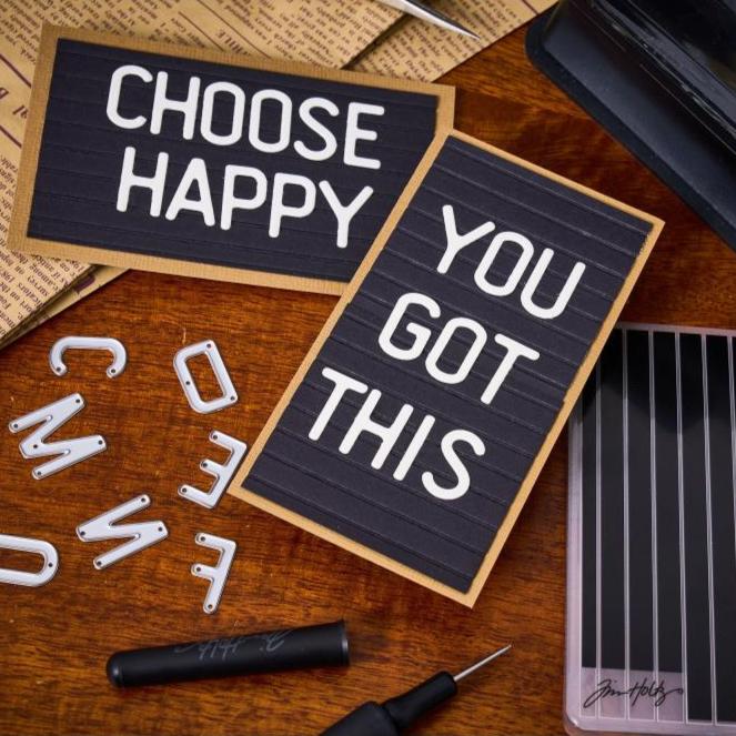 Sizzix - Tim Holtz - Thinlits Dies & Texture Fades Embossing Folder - Vault Letterboard - Scratch & Dent-ScrapbookPal