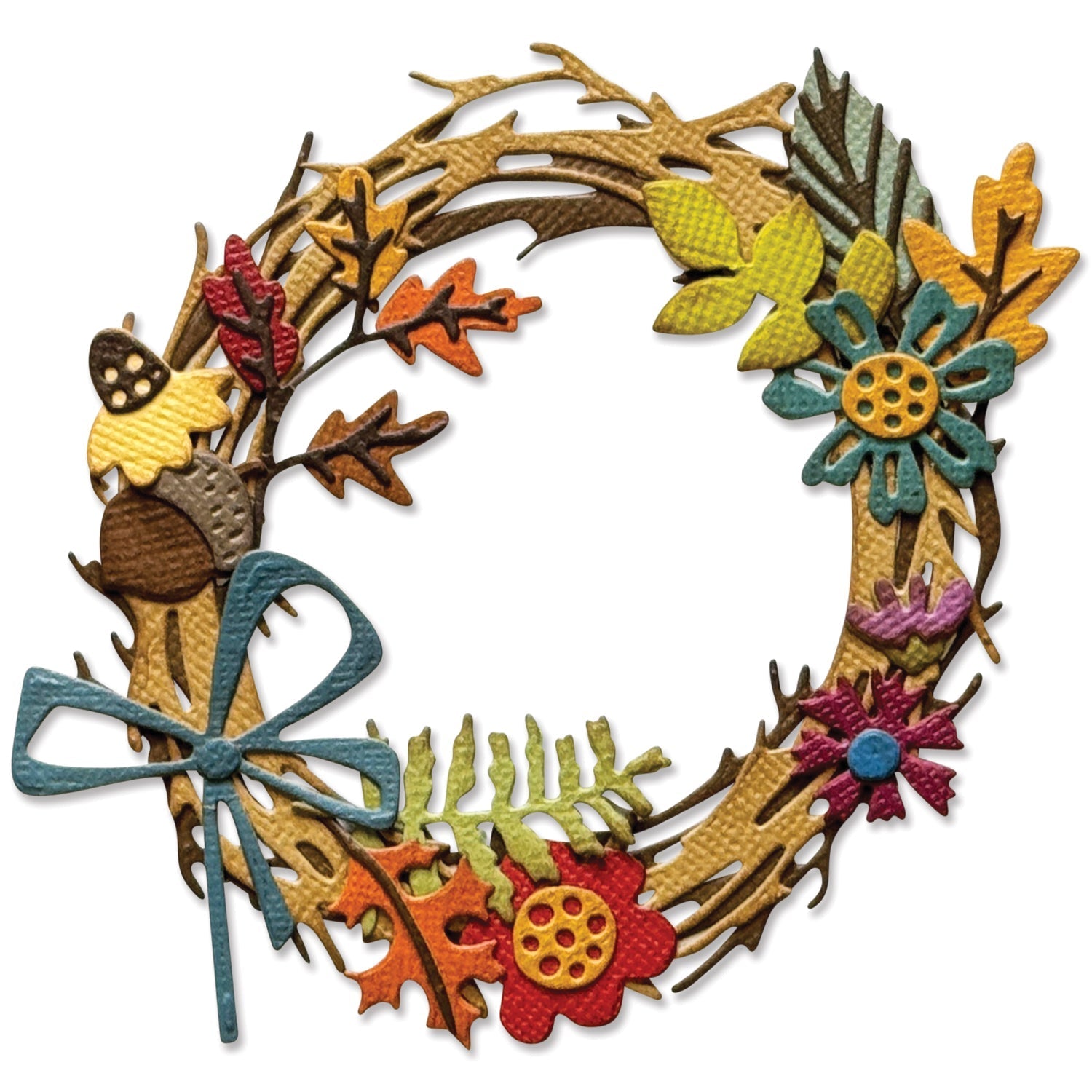 Sizzix - Tim Holtz - Thinlits Dies - Vault Foliage Wreath-ScrapbookPal