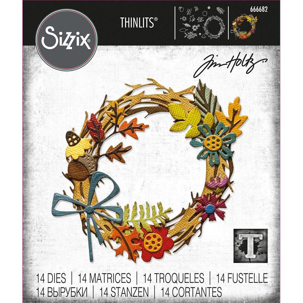 Sizzix - Tim Holtz - Thinlits Dies - Vault Foliage Wreath-ScrapbookPal