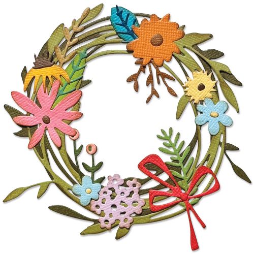 Sizzix - Tim Holtz - Thinlits Dies - Vault Funky Floral Wreath-ScrapbookPal