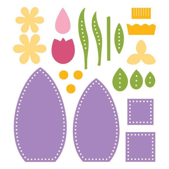 Spellbinders - 3D Felt Décor Spring Collection - Dies - 3D Eggs & Flowers-ScrapbookPal