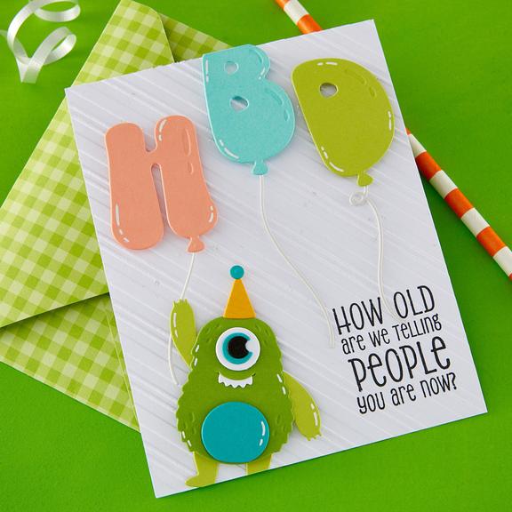 Spellbinders - Aged to Perfection Collection - Dies - HBD Balloons-ScrapbookPal