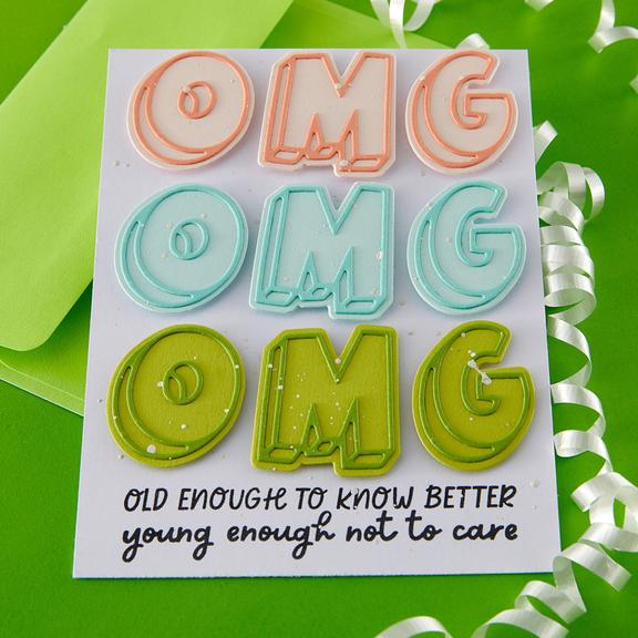 Spellbinders - Aged to Perfection Collection - Clear Stamps - Birthday Laughs Sentiments-ScrapbookPal