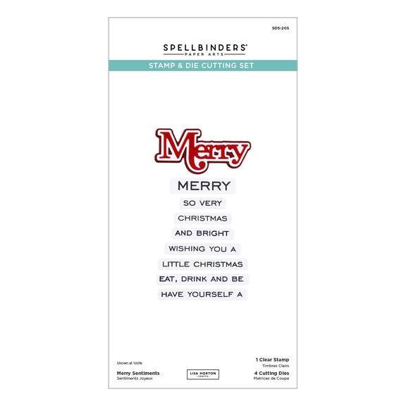 Spellbinders - All About Christmas Collection - Clear Stamps &amp; Dies - Merry Sentiments-ScrapbookPal