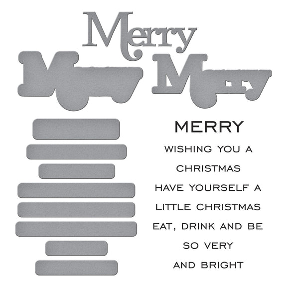 Spellbinders - All About Christmas Collection - Clear Stamps &amp; Dies - Merry Sentiments-ScrapbookPal