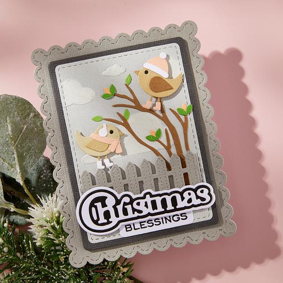 Spellbinders - All About Christmas Collection - Dies - Bow & Bell Scallop Frame-ScrapbookPal