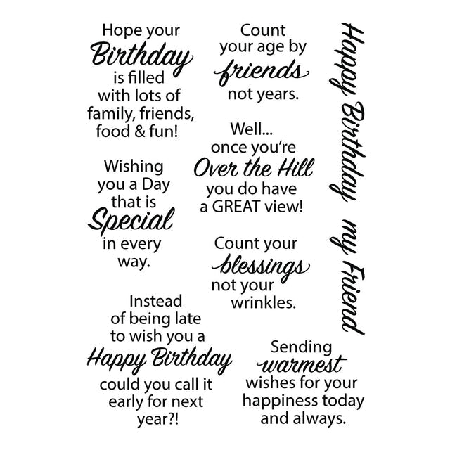 Spellbinders - All the Sentiments Collection - Clear Stamps - Birthday Messages-ScrapbookPal