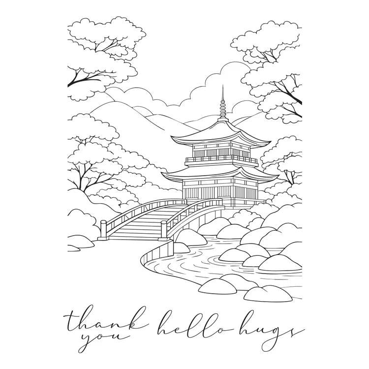 Spellbinders - Autumn in Kyoto Collection - Letterpress + Foil Plates - Scenic Kyoto-ScrapbookPal