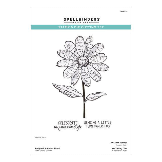 Spellbinders - Beautifully Imperfect Collection - Clear Stamps & Dies - Sculpted Scripted Floral-ScrapbookPal