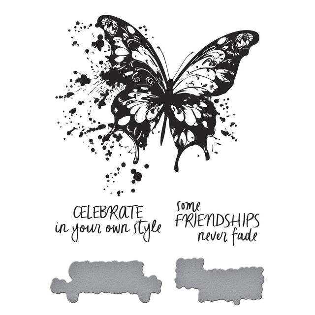 Spellbinders - Beautifully Imperfect Collection - Press Plate & Dies - Butterfly Splatter-ScrapbookPal