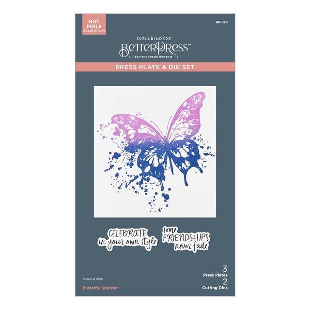 Spellbinders - Beautifully Imperfect Collection - Press Plate &amp; Dies - Butterfly Splatter-ScrapbookPal