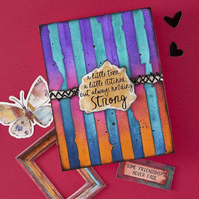 Spellbinders - Beautifully Imperfect Collection - Stencils - Tattered Stripes-ScrapbookPal