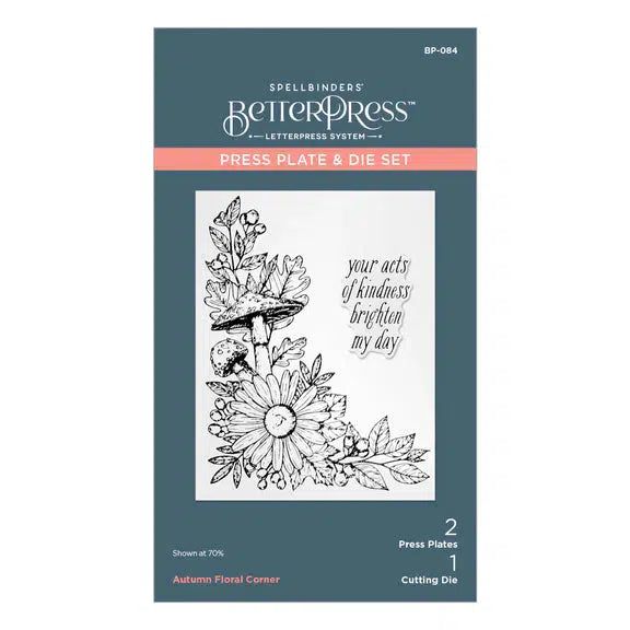 Spellbinders - BetterPress Autumn Collection - Press Plate & Dies - Autumn Floral Corner-ScrapbookPal
