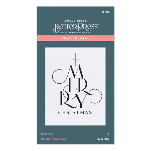 Spellbinders - BetterPress Christmas Collection - Press Plate - Chic Merry Christmas-ScrapbookPal