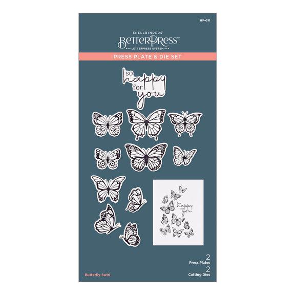 Spellbinders - BetterPress - Press Plate & Dies - Butterfly Swirl-ScrapbookPal