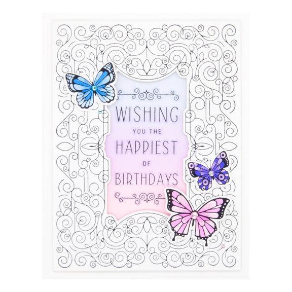 Spellbinders - BetterPress - Press Plate &amp; Dies - Swirl Birthday Frame-ScrapbookPal