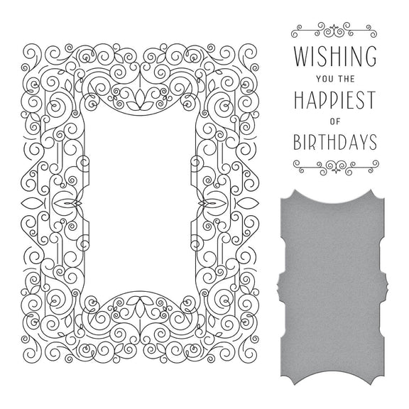 Spellbinders - BetterPress - Press Plate &amp; Dies - Swirl Birthday Frame-ScrapbookPal