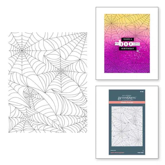 Spellbinders - Betterpress Halloween Collection - Press Plate - Spider Web Background-ScrapbookPal