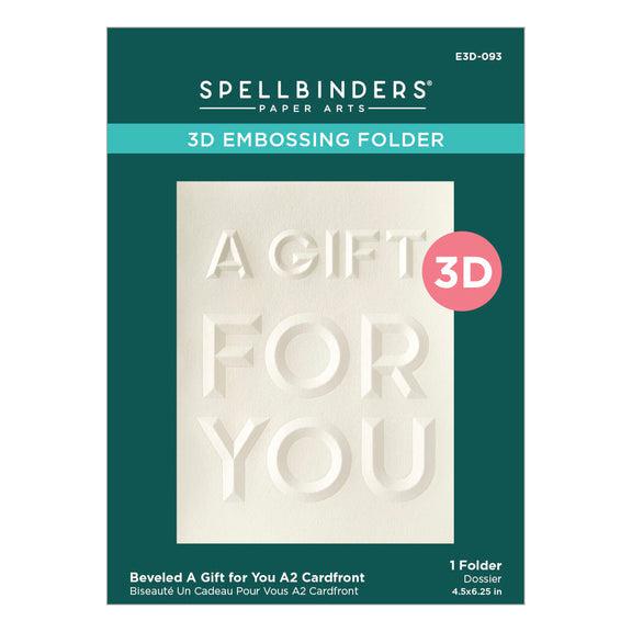 Spellbinders - Beveled Sentiment A2 Cardfronts Collection - 3D Embossing Folder - Beveled A Gift For You-ScrapbookPal