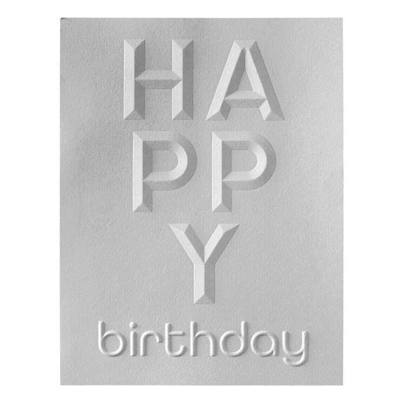 Spellbinders - Beveled Sentiment A2 Cardfronts Collection - 3D Embossing Folder - Beveled Happy Birthday-ScrapbookPal