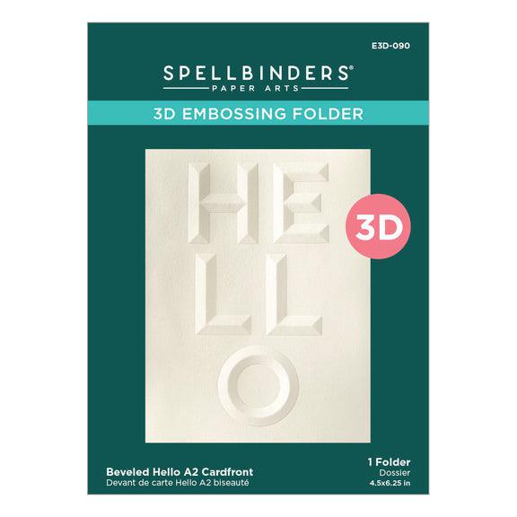 Spellbinders - Beveled Sentiment A2 Cardfronts Collection - 3D Embossing Folder - Beveled Hello-ScrapbookPal