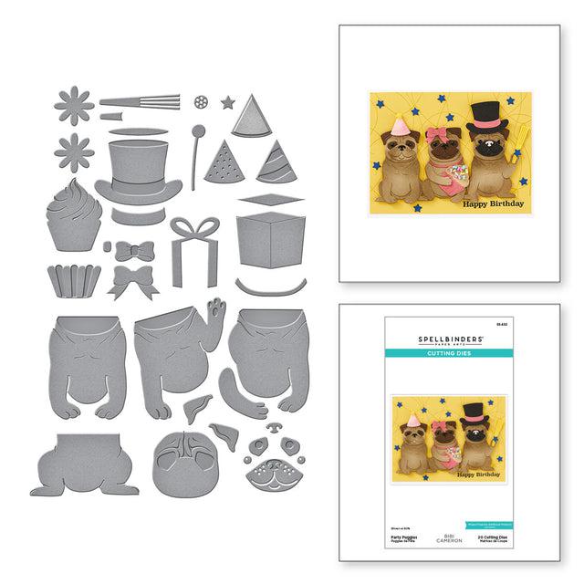 Spellbinders - Bibi&#39;s Cats and Pugs Collection - Dies - Party Puggles-ScrapbookPal