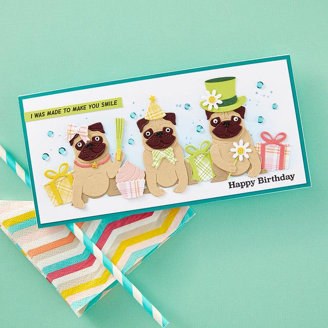 Spellbinders - Bibi&#39;s Cats and Pugs Collection - Dies - Party Puggles-ScrapbookPal