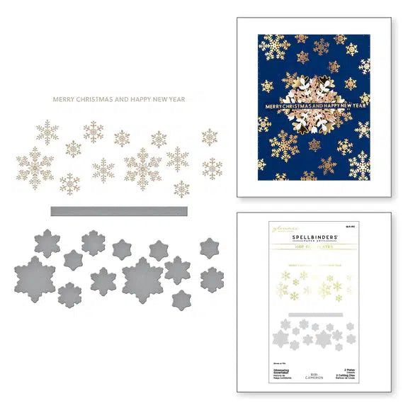 Spellbinders - Bibi&#39;s Snowflakes Collection - Glimmer Hot Foil Plate &amp; Die Set - Glimmering Snowflakes-ScrapbookPal