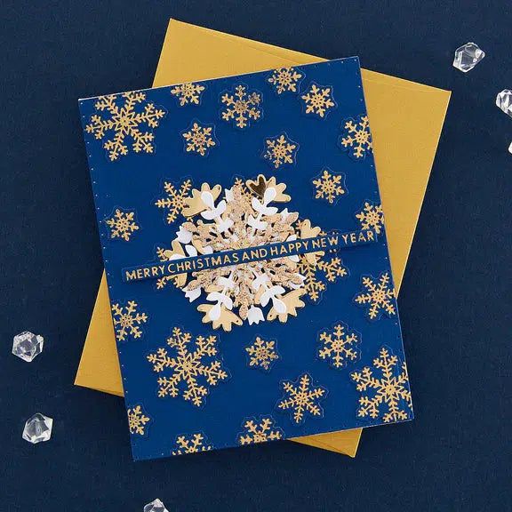 Spellbinders - Bibi&#39;s Snowflakes Collection - Glimmer Hot Foil Plate &amp; Die Set - Glimmering Snowflakes-ScrapbookPal