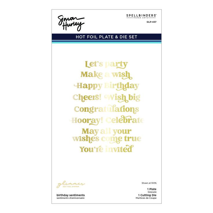Spellbinders - Birthday Bash Collection - Hot Foil Plates &amp; Dies - Birthday Sentiments-ScrapbookPal