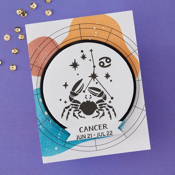 Spellbinders - Block Print Zodiacs Collection - Registration Press + Foil Plates - Block Print Cancer-ScrapbookPal