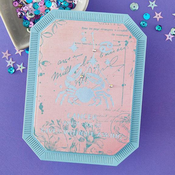 Spellbinders - Block Print Zodiacs Collection - Registration Press + Foil Plates - Block Print Cancer-ScrapbookPal