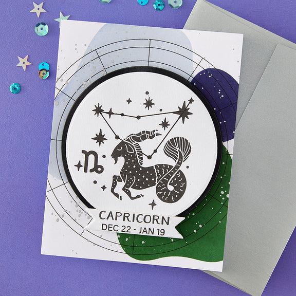 Spellbinders - Block Print Zodiacs Collection - Registration Press + Foil Plates - Block Print Capricorn-ScrapbookPal