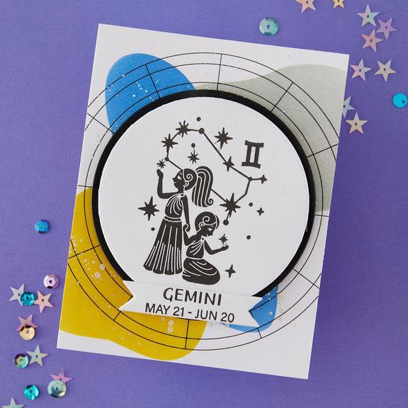 Spellbinders - Block Print Zodiacs Collection - Registration Press + Foil Plates - Block Print Gemini-ScrapbookPal