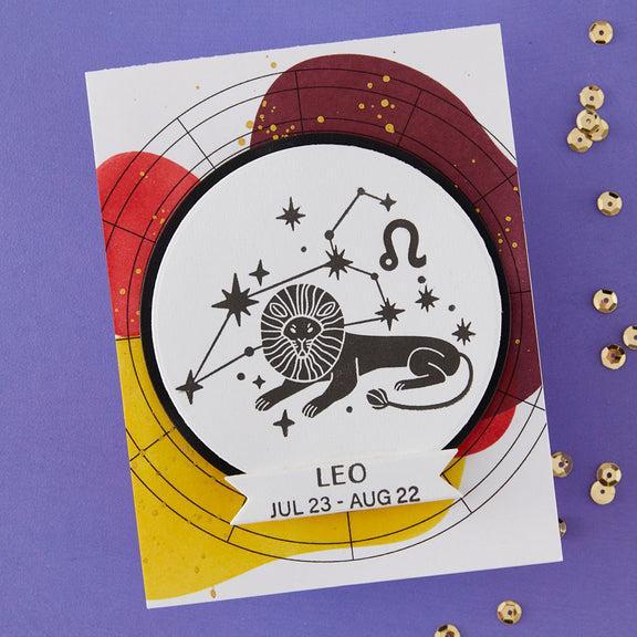 Spellbinders - Block Print Zodiacs Collection - Registration Press + Foil Plates - Block Print Leo-ScrapbookPal