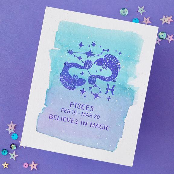 Spellbinders - Block Print Zodiacs Collection - Registration Press + Foil Plates - Block Print Pisces-ScrapbookPal