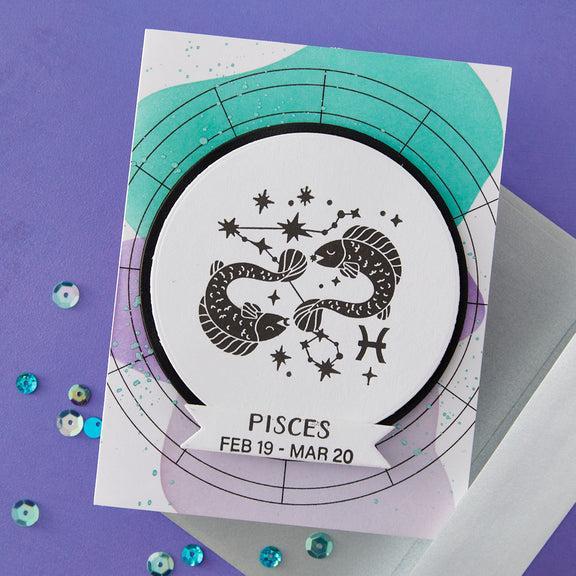 Spellbinders - Block Print Zodiacs Collection - Registration Press + Foil Plates - Block Print Pisces-ScrapbookPal