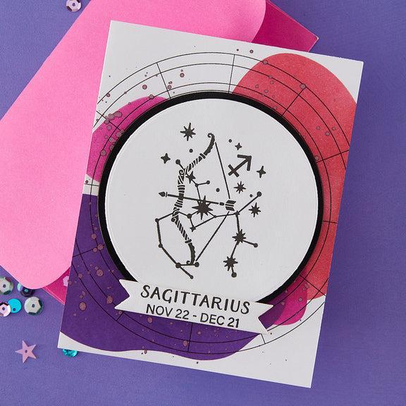 Spellbinders - Block Print Zodiacs Collection - Registration Press + Foil Plates - Block Print Sagittarius-ScrapbookPal