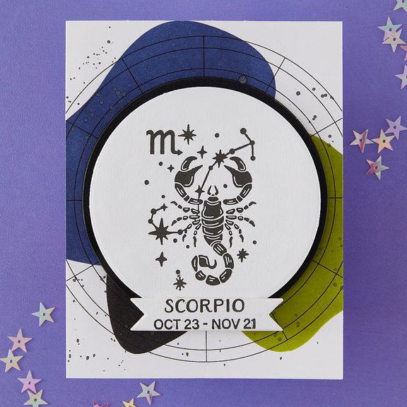 Spellbinders - Block Print Zodiacs Collection - Registration Press + Foil Plates - Block Print Scorpio-ScrapbookPal