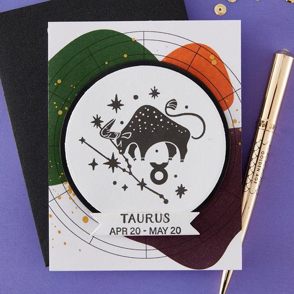 Spellbinders - Block Print Zodiacs Collection - Registration Press + Foil Plates - Block Print Taurus-ScrapbookPal