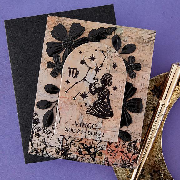 Spellbinders - Block Print Zodiacs Collection - Registration Press + Foil Plates - Block Print Virgo-ScrapbookPal