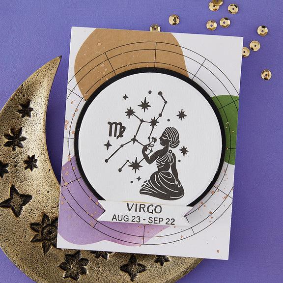 Spellbinders - Block Print Zodiacs Collection - Registration Press + Foil Plates - Block Print Virgo-ScrapbookPal