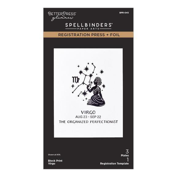 Spellbinders - Block Print Zodiacs Collection - Registration Press + Foil Plates - Block Print Virgo-ScrapbookPal