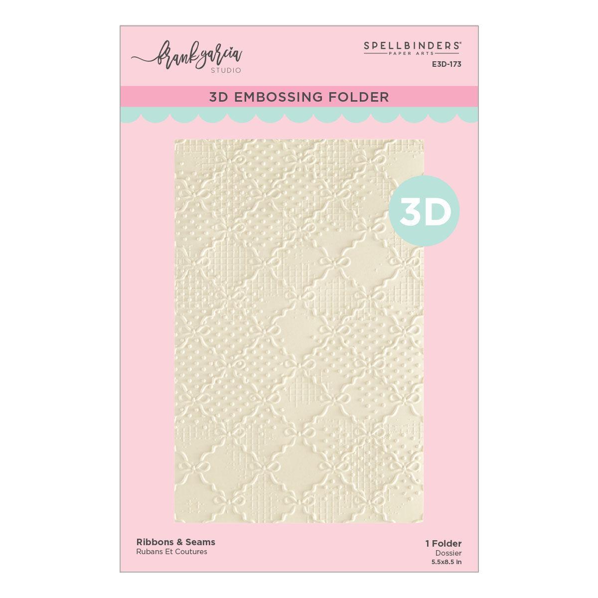 Spellbinders - Buttons &amp; Keepsakes Collection - 3D Embossing Folder - Ribbons &amp; Seams-ScrapbookPal